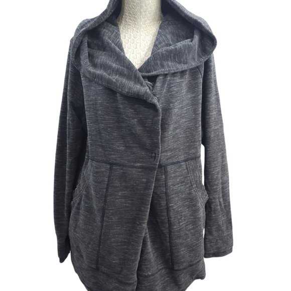 Women's Size 10 Lululemon Button Front hooded sweatshirt coat Gray Spacedye EUC - Picture 1 of 16